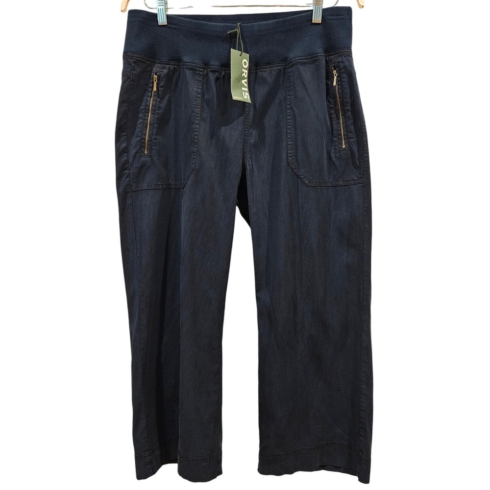 NWT Orvis Womens Wide Leg Cropped‎ Pants Size 14 Comfort Waist Pull On